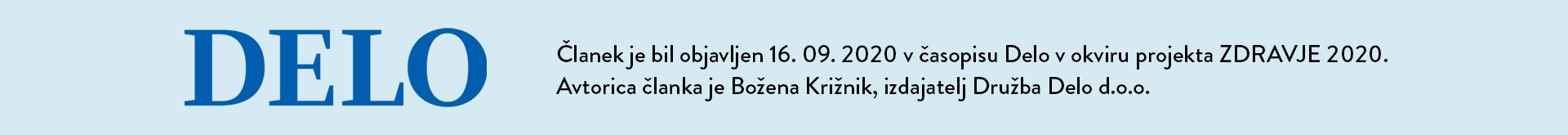 Članek v časopisu DELO, projekt Zdravje 2020