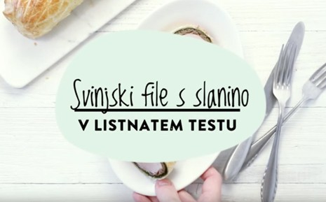 Video recept: Svinjski file s slanino v listnatem testu