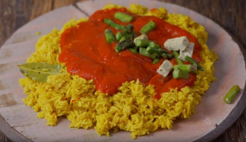 Veganski recepti - dišavni riž s šparglji
