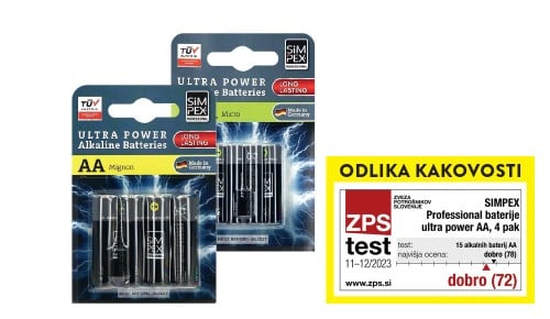 SIMPEX baterije ultra power, AA, AAA, 4/1 - ZMAGOVALEC TESTA ZPS SIMPEX baterije ultra power, AA, AAA, 4/1 - ZMAGOVALEC TESTA ZPS