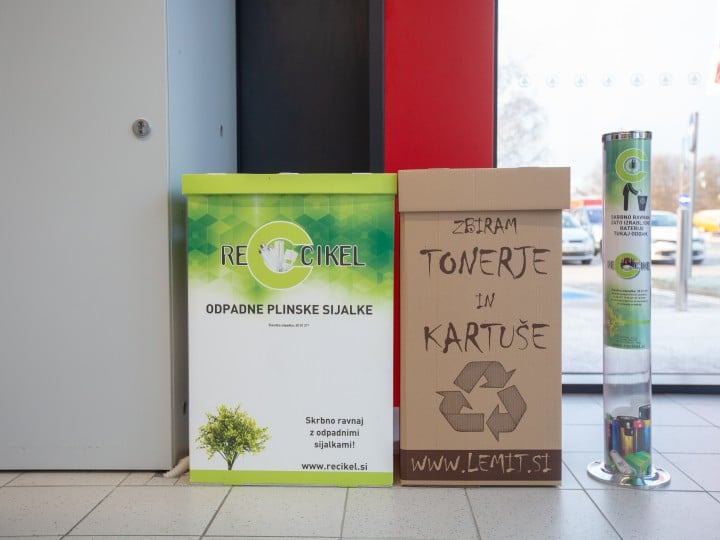 Zbiralniki za odpadne  plinske sijalke, tonerje in kartuše ter baterije