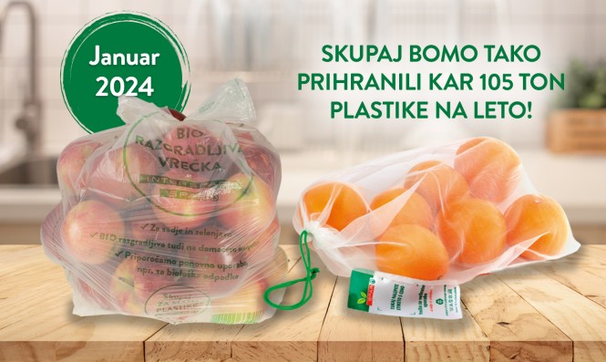 DOBRE VREČKE – plačljive BIO razgradljive vrečke, ki vam bodo na voljo na oddelku sadja in zelenjave ali SPAR mrežaste vrečke za večkratno uporabo.