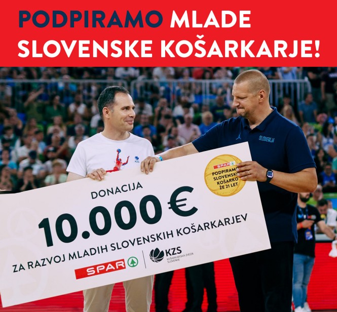 SPAR - DONACIJA 10.000 EVROV ZA PRIHODNOST SLOVENSKE KOŠARKE